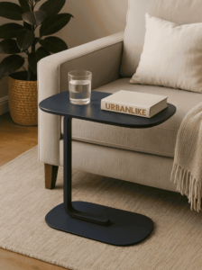 שולחן צד לסלון ממתכת בעיצוב אובלי