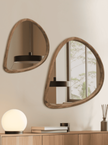 מראה אמורפית מסגרת עץ