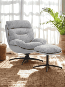 כורסא עם הדום בעיצוב מודרני - צבע אפור