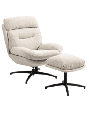 כורסא והדום בעיצוב מודרני - צבע קרם