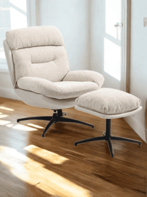 כורסא עם הדום בעיצוב מודרני - צבע קרם