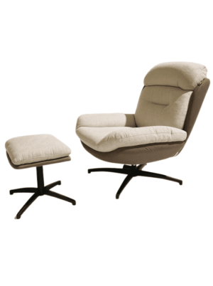 כורסא והדום בעיצוב מודרני - צבע שמנת וחום