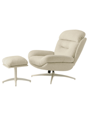 כורסא והדום בעיצוב מודרני - צבע אייבורי