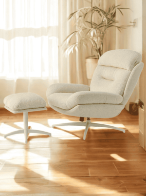 כורסא עם הדום בעיצוב מודרני - צבע אייבורי