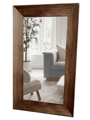 מראה מלבנית בעיצוב כפרי - מעץ ופורניר אגוז