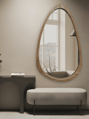 מראה אמורפית מסגרת עץ בצורה אסימטרית