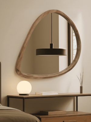 מראה אמורפית מסגרת עץ טבעי