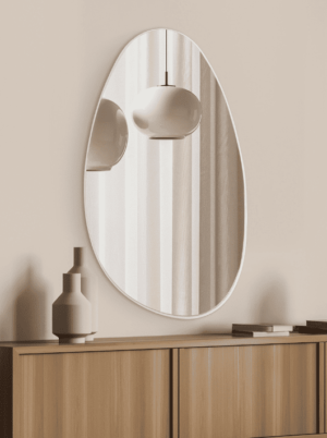 מראה אמורפית אסימטרית בצורת טיפה - לבן