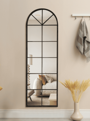 מראת קשת מסגרת מתכת שחורה בעיצוב מחולק