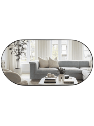 מראה מעוצבת אובלית מסגרת מתכת שחורה