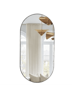 מראה אובלית מעוצבת מסגרת מתכת דקה ושחורה - רוחב 100 ס