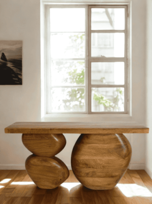 קונסולה לכניסה בעיצוב אבני נחל - גוון דבש