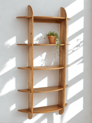 סט מדפים צר מעץ מנגו בגוון דבש