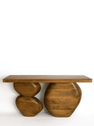 קונסולה לכניסה מודרנית בסגנון אבני נחל - צבע דבש