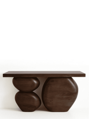 קונסולה לכניסה מודרנית בסגנון אבני נחל - צבע אגוז