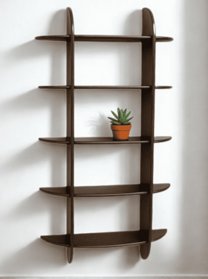 סט מדפים צר מעץ מנגו בגוון אגוז