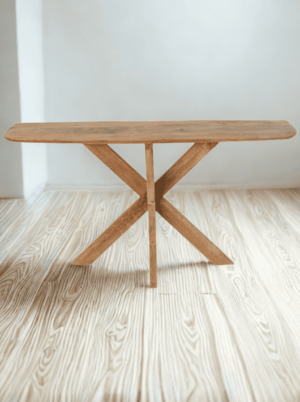 קונסולה לכניסה מעץ בצבע טבעי עם 3 רגליים