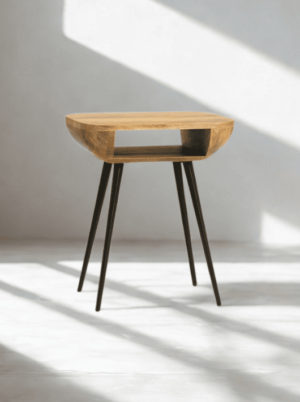 שידת צד עץ טבעי ומתכת בעיצוב מודרני