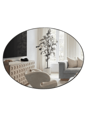 מראה אובלית אליפטית רוחב 80 מסגרת מתכת שחורה