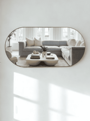 מראה אובלית מסגרת מתכת זהב