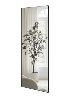 מראה מלבנית עם מסגרת מתכת שחורה