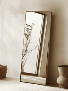 מראת גוף מלבנית מסגרת עץ