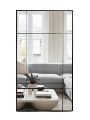 מראה מלבנית עשויה מתכת שחורה בעיצוב מחולקת 160 ס