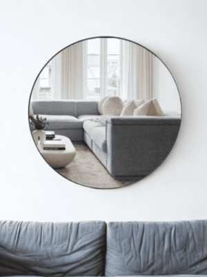 מראה עגולה מתכת שחורה קוטר 90 ס