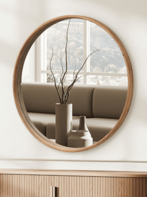 מראה עגולה - מסגרת עץ טבעי