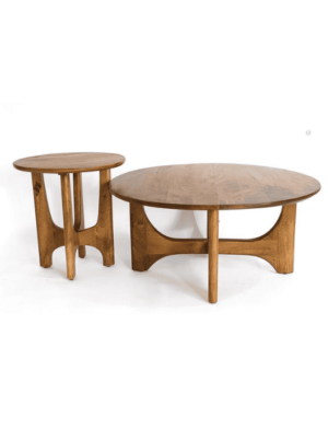 סט שולחנות סלון מעוצבים בגוון דבש עץ מנגו