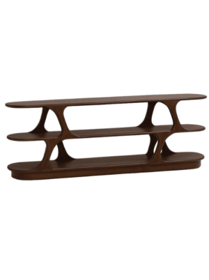 כוננית מדפים בעיצוב מעוגל מעץ מנגו בגוון אגוז