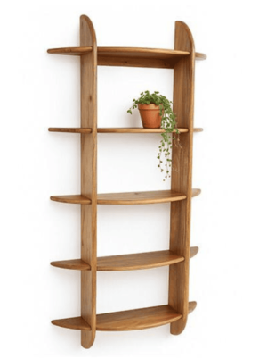 סט מדפים גבוה וצר מעץ מנגו בגוון דבש