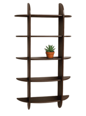 סט מדפים גבוה וצר מעץ מנגו בגוון אגוז