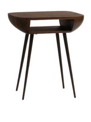 שידת צד עץ אגוז ומתכת עם פתח אחסון