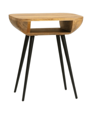 שידת צד עץ ומתכת עם פתח אחסון