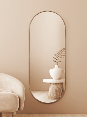 מראת קיר קפסולה מסגרת מתכת זהב