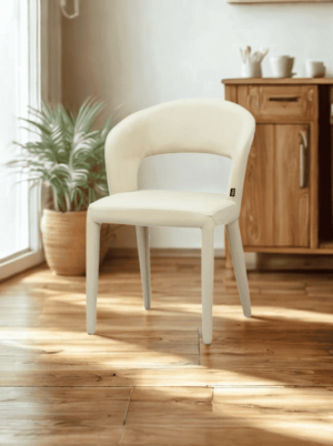 כיסא פינת אוכל ריפוד דמוי עור בצבע בז'