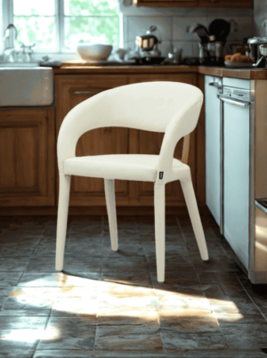 כיסא פינת אוכל דמוי עור בצבע שמנת - נמכר בזוגות