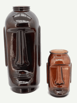 ואזה זכוכית בצבע ענבר כהה - דגם Moai ב2 גדלים