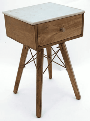 שידת צד מעוצבת מעץ ומשטח שיש