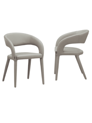 כיסא פינת אוכל בסיס מתכת וריפוד דמוי עור בצבע מוקה - מבט צד