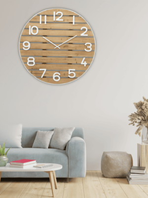 שעון קיר גדול קוטר 80 מעץ ומתכת