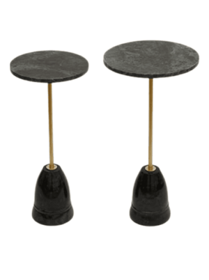 שולחן צד מעוצב בסגנון מודרני משיש בגוון כהה ומתכת בצבע זהב