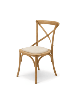 זוג כיסאות לפינת אוכל מעוצבים עם גב איקס - עשויים עץ וטקסטיל בגוון בז'