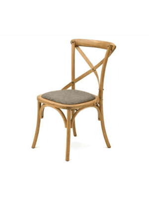 זוג כיסאות מעוצבים לפינת אוכל עם גב איקס - עשויים עץ וטקסטיל בגוון קפה