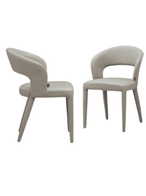 זוג כיסאות לפינת אוכל ממתכת ריפוד דמוי עור בצבע מוקה