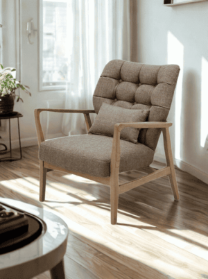 כורסא מעוצבת בסגנון רטרו - גוון קפה אפור