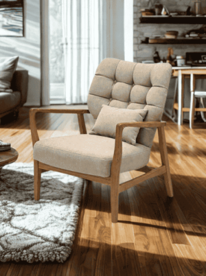 כורסא מעוצבת בסגנון רטרו - גוון קרם