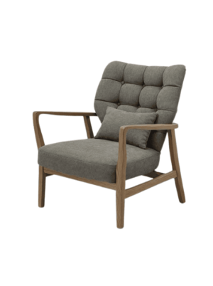 כורסא מעוצבת בסגנון רטרו עשויה עץ וטקסטיל בגוון אפור