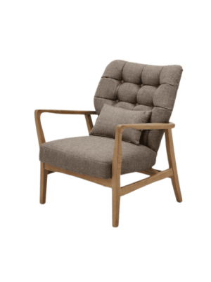 כורסא מעוצבת בסגנון רטרו עשויה עץ וטקסטיל בגוון קפה אפור